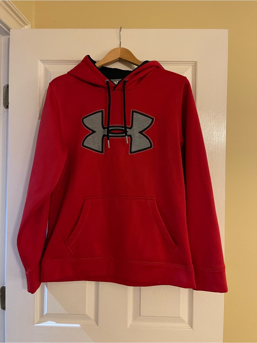 Under Armour Red Hoodie with Black Lining and Grey Trim